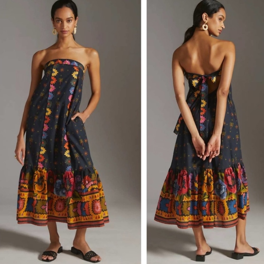 ANTHROPOLOGIE NWT FARM RIO EMBROIDERED MAXI DRESS